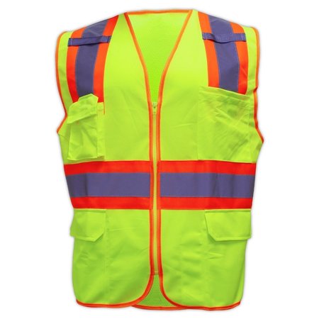 MAGID SVSUR6 ANSI Type R Class 2 Lime Yellow TwoTone HiVis Surveyors Vest, LXL SVSUR6-Y-LXL